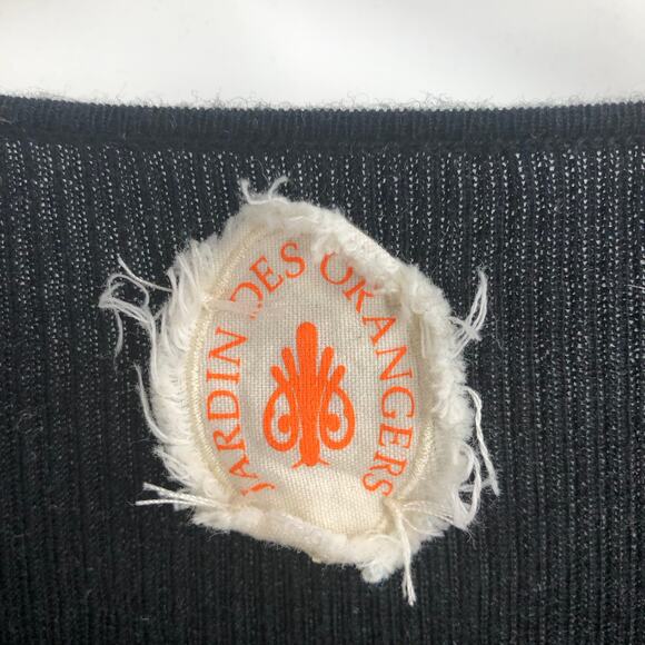 Jardin des Orangers Black Ribbed Maxi Dress Bodycon Ribbed Long Sleeve Knit Sz M - Picture 4 of 10